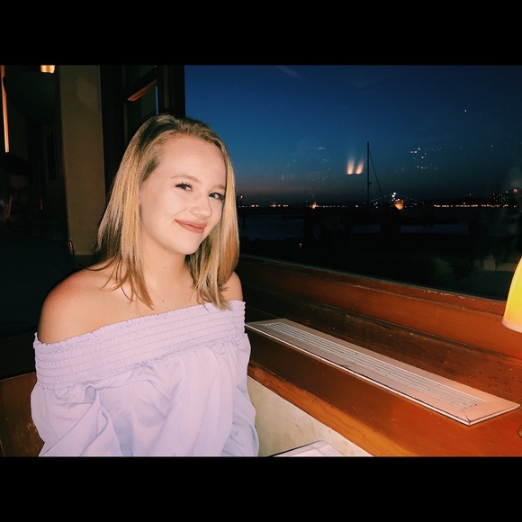 Light blue off-shoulder blouse - Picture 1 of 4